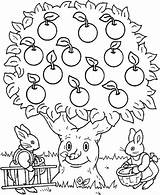 Tree Coloring Apple Pages Rabbit Kids Trees Apples Pasta Escolha sketch template