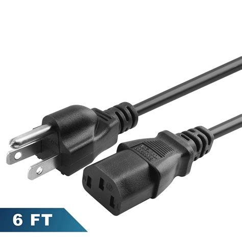 insten  feet ft black  prong  plug ac power adapter cable cord  pc laptop desktop