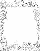 Border Coloring Pages Paper Fantasy Dragons Deviantart Color Mages Borders Book Scroll Blank Printable Magic Bos Myth Holly Frames Vector sketch template