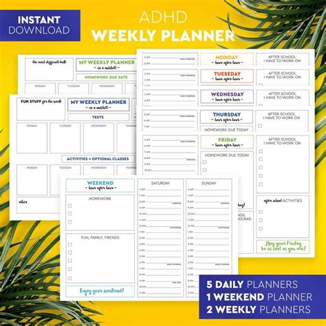 adhd weekly planner etsy home business organization organization