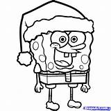 Spongebob Christmas Drawings Drawing Coloring Pages Choose Board Santa Step sketch template