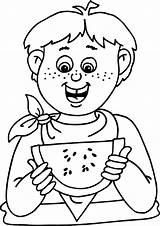 Coloring Watermelon Eating Pages Library Clipart sketch template
