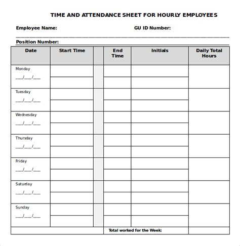 daily timesheet templates  sample  format