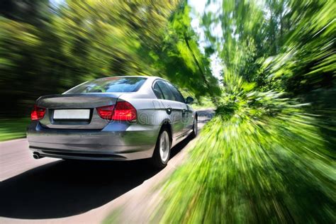 fast moving car stock image image  silver motion