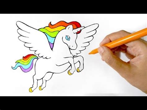 rainbow winged unicorn drawing coloring youtube