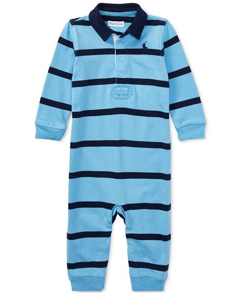 polo ralph lauren ralph lauren baby boys striped rugby cotton coverall