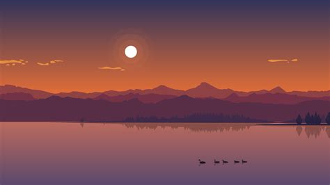 minimal lake sunset  resolution wallpaper hd