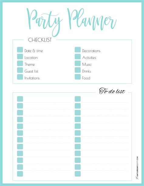 party planning checklist  printable party planning checklist