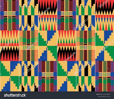 african ghanaian traditional multicolor multi pattern stock vector