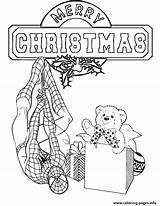 Spiderman Christmas Coloring Pages Printable Print Presents Spider Man Colouring Marvel Color Colors Kids Book Choose Board Info sketch template