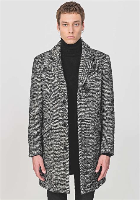 blousons manteaux antony morato manteau long en tissu de laine melangee chaud  effet