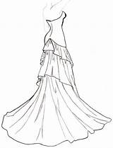 Dress Wedding Coloring Pages Dresses Flowing Barbie Outline Choose Board sketch template