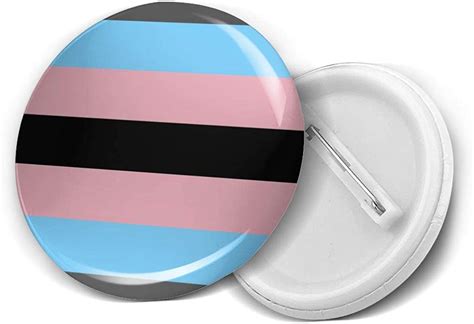 Transgender Trans Goth Pride Flag Round Brooch Badge Pins