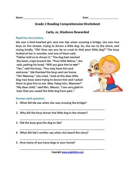 reading comprehension worksheets  grade   grade reading comprehension worksheets