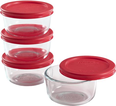 pyrex  glass food storage bowls   pc red plastic lid covers walmartcom walmartcom