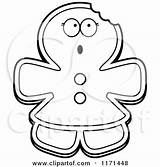 Surprised Mascot Gingerbread Woman Clipart Cartoon Thoman Cory Outlined Coloring Vector sketch template