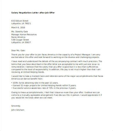 salary negotiation letter sample  collection letter template