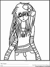 Coloring Pages Emo Kitty Hello Awesome Hard Girl sketch template