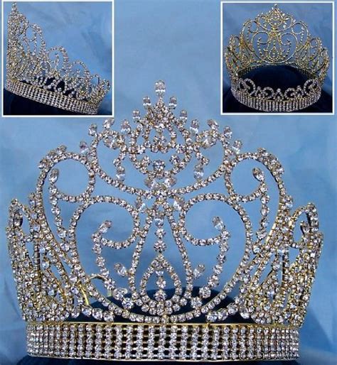 Miss American Beauty Pageant Queen Rhinestone Crown Gold