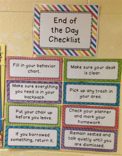 end of the day checklist by fit to be fourth classroom