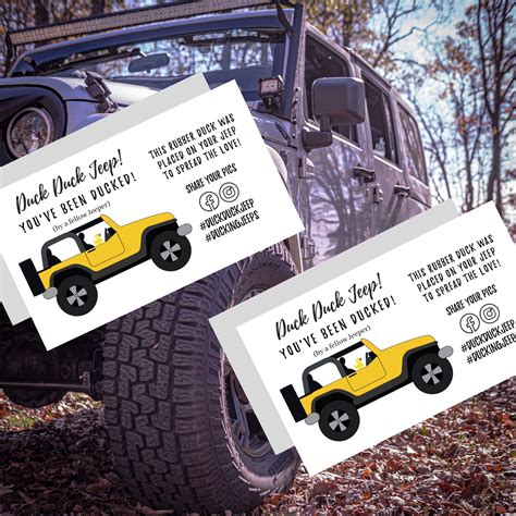 ducked jeep card printed physical card    inches etsy