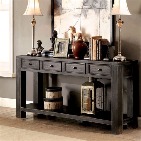 shop furniture  america cosbin bold antique black  drawer sofa table  sale