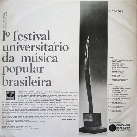 festivales de mpb discografía completa 1968 1º festival universitÁrio da mÚsica popular