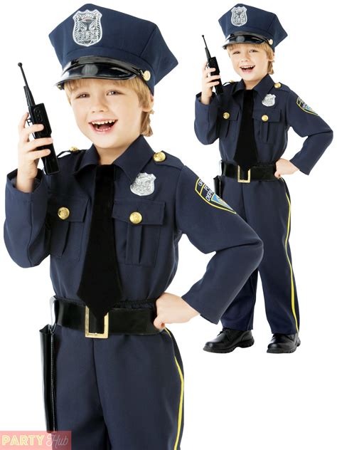 boys police officer costume childrens  fancy dress kids uniform book