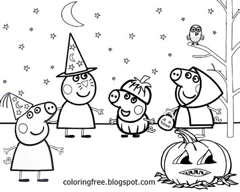 happy halloween peppa pig  printable coloring pages peppa pig