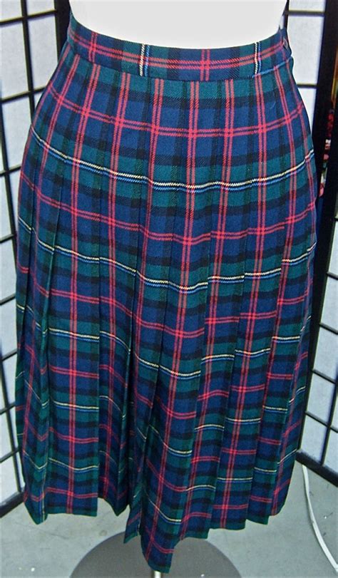 Vintage 1960s Pendleton Plaid Spring Wool Skirt Medium Large