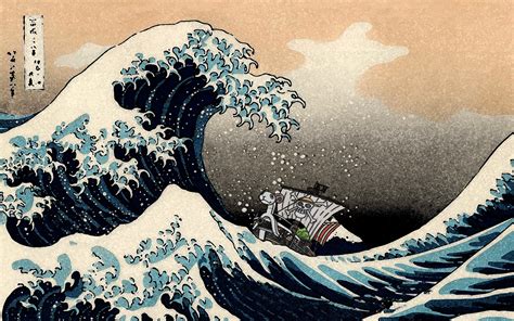 piece monkey  luffy hokusai waves  great wave
