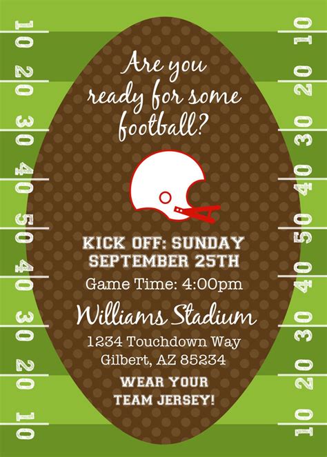 Football Or Tailgating Birthday Party Or Shower Printable Invitation