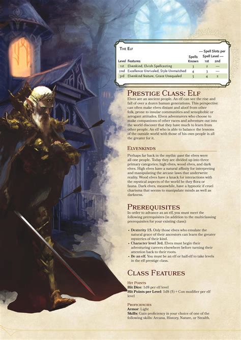 Dnd 5e Homebrew — Elf Prestige Class By Coolgamertagbro