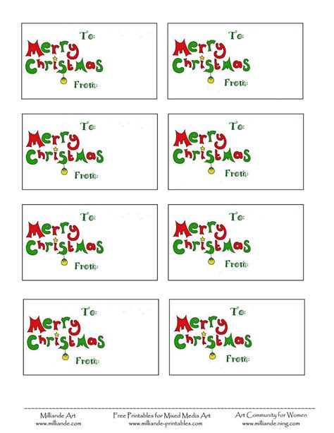 gift tags christmas printable labels  printable christmas labels