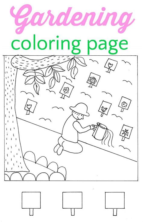 cute gardening coloring page  kids