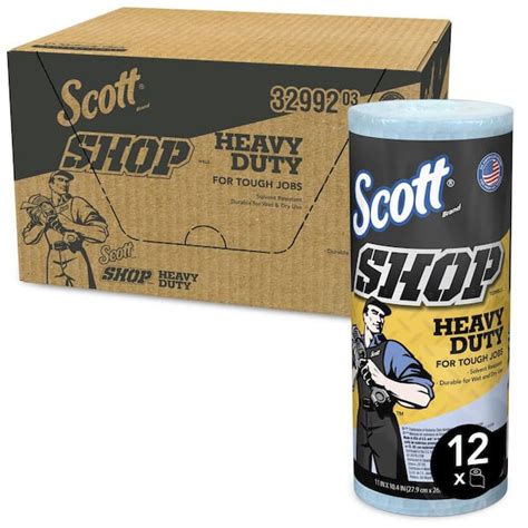scott cleaning wipes heavy duty blue shop towel   home depot