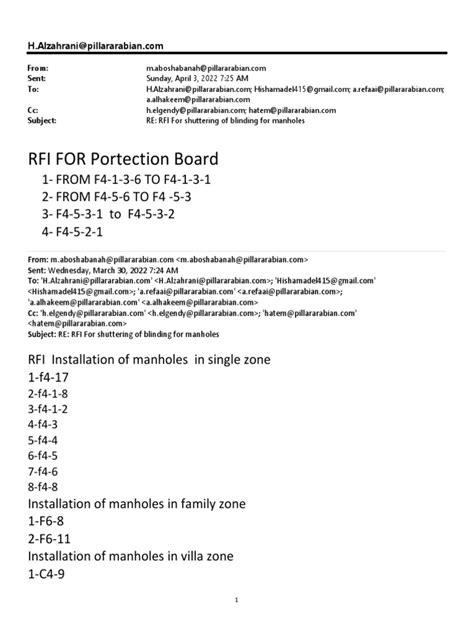 Rfi For Portection Board 1 From F4 1 3 6 To F4 1 3 1 2 From F4 5 6