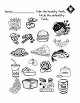 Healthy Worksheets Eating Food Unhealthy Worksheet Foods Kids Class Junk Printable Choose Board Activity Eat Coloring Habits sketch template