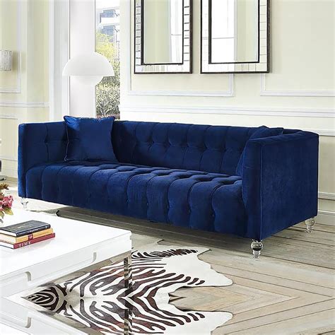 mm modern blue velvet upholstered sofa  seater tufted sofa luxury sofa