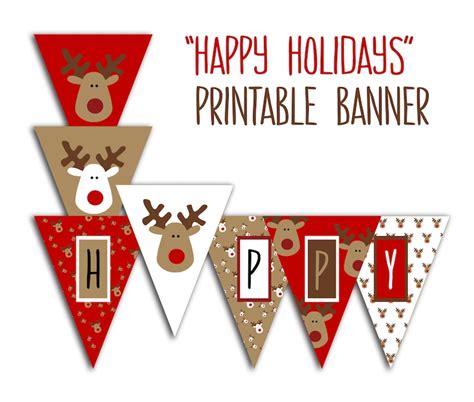 happy holidays banner christmas party printable sign christmas bunting