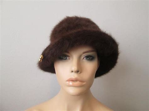 Kangol Hat Vintage 1960s Brown Faux Fur Brown Nina Cloche Etsy White