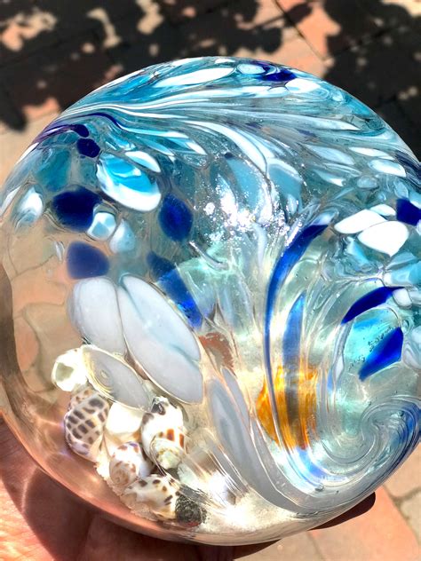 Free Us Shipping~ 7 Pacific Coast Blue Sea Globe Handblown Art Glass