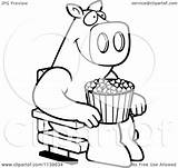 Movie Popcorn Coloring Theater Clipart Cartoon Pig Happy Cory Thoman Outlined Vector Template 2021 sketch template