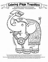 Coloring Elephant Tuesday Indian Dulemba sketch template