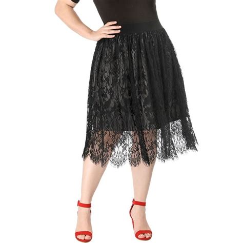 shop women s plus size knee length high waist a line flare lace skirt