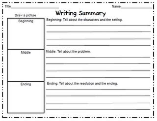 beginning middle  summary sheet summary writing