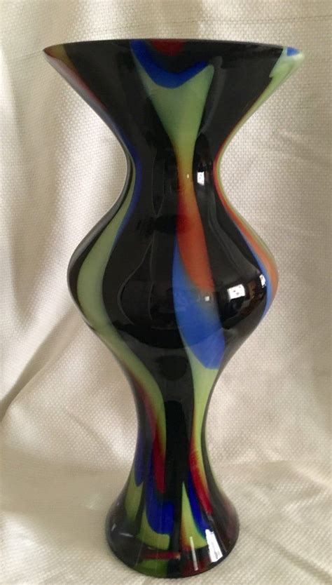 Oversized Hand Blown Multi Colored Glass Vase Art Glass Etsy