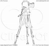 Camera Tripod Stand Outlined Clipart Royalty Cartoon Vector Djart Dennis Cox Illustration sketch template