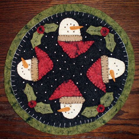 pattern penny rug candle matsnowmen hollywooleasy penny rug