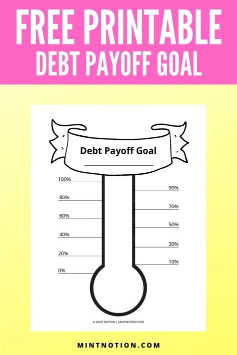 printable debt payoff goal debt payoff debt payoff printables